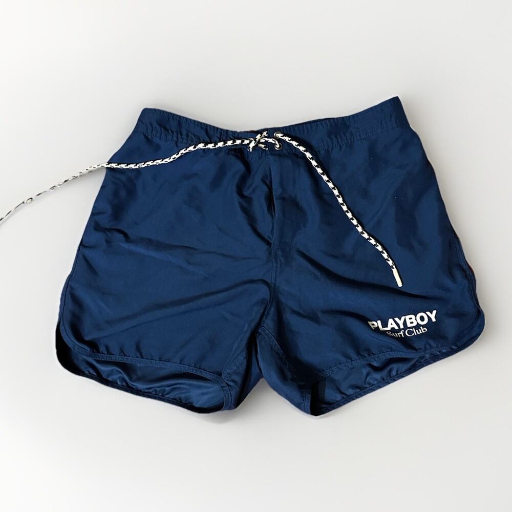 Playboy Surf Club Swim Trunks Men’s Medium Navy Blue PacSun Mesh Lined Shorts